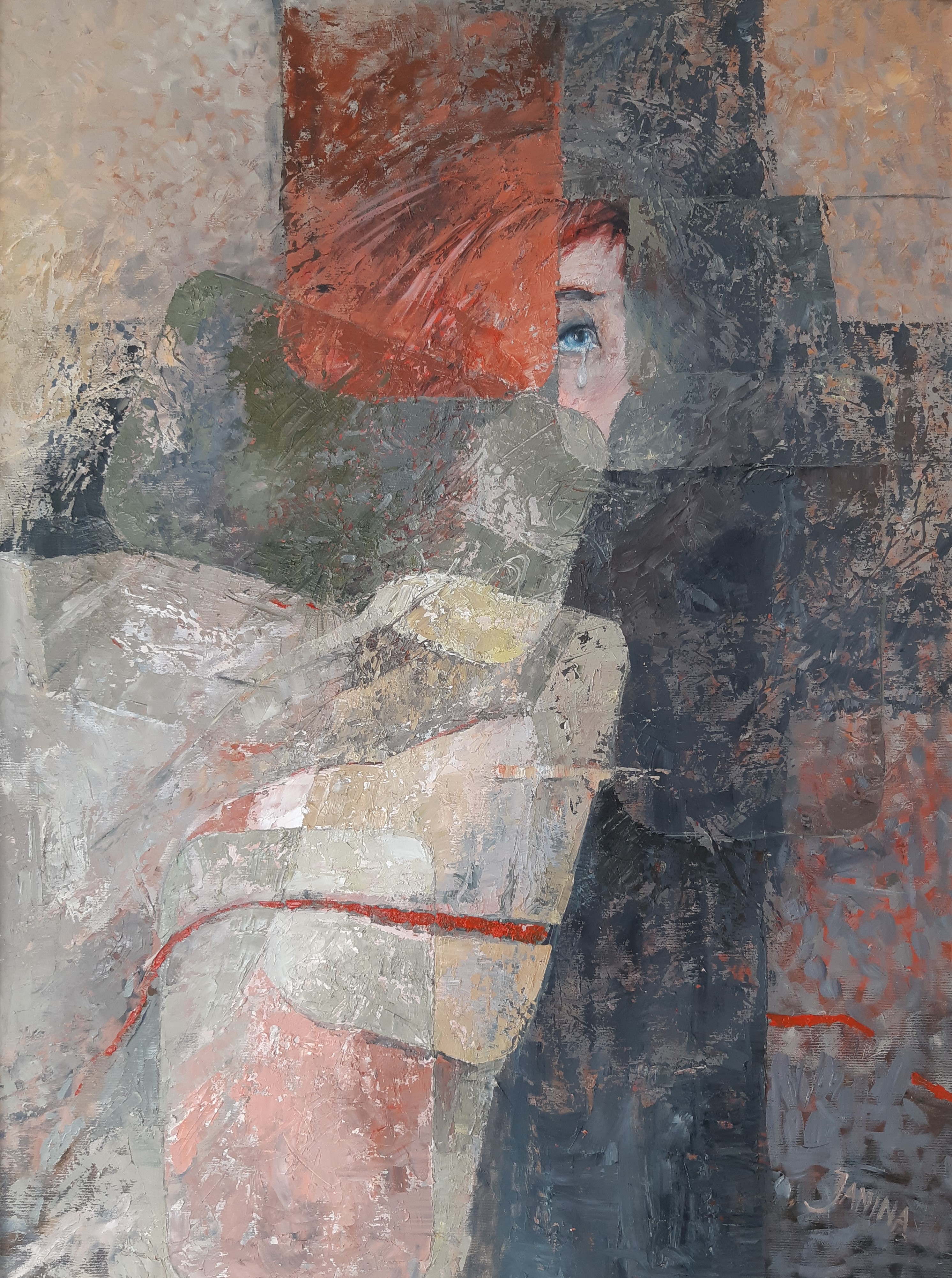 Janina Celiešienė. Nuskriaustas angelas. 2019. Drobė, aliejus, 80×60 (Damaged angel. 2019. Canvas, oil, 80×60)